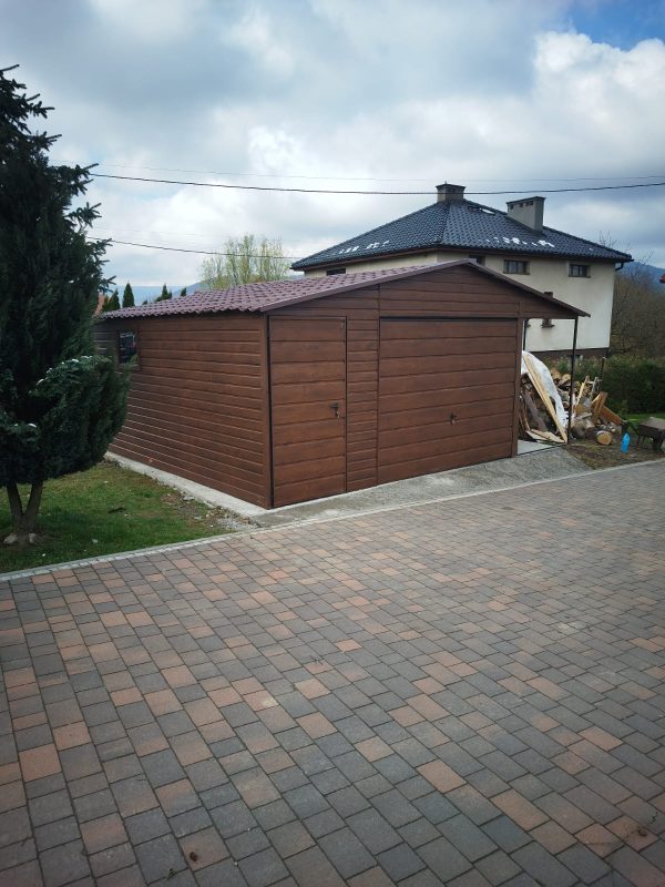 Blachgarage 5,5 m x 6 m + 1,5 m Überdachung – Bild 4