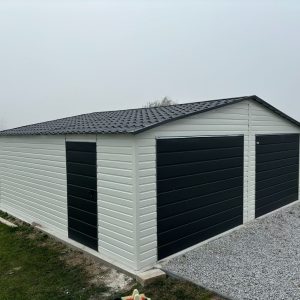 Garage 8 m x 6 m, Schwingtore, Antikondensfilz, Dachpfannenblech