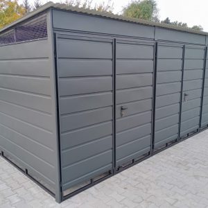 Müllunterstand 5 m x 3 m, aus einer Konstruktion mit geschlossenem Profil