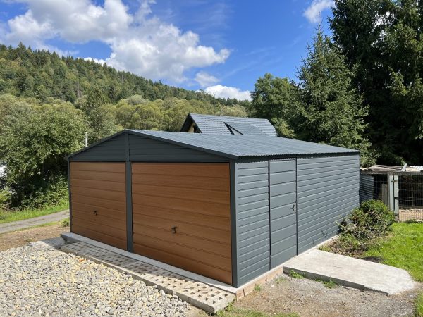 Blachgarage 6 m x 6 m, Grafit