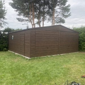 Blasen-Garage 7m x 6m, in Holzoptik