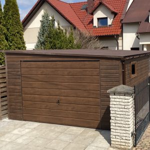 Blasgarage 4 m x 6 m, Walnuss - holzähnlich