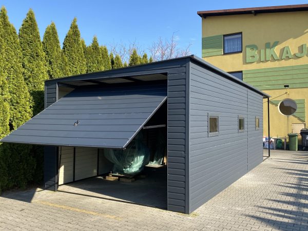 Blachgarage 5 m x 8 m + Überdachung 2 m
