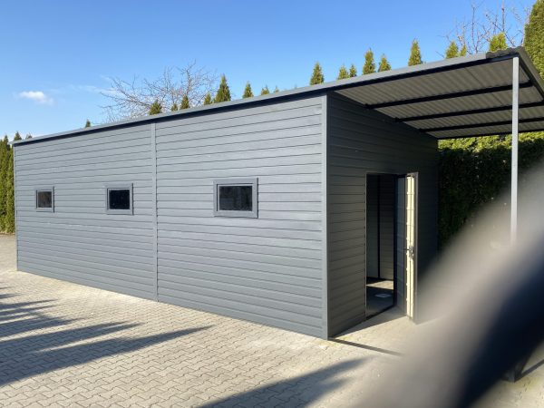 Blachgarage 5 m x 8 m + Überdachung 2 m – Bild 3