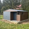 Blachgarage 5 m x 6 m mit Nische, Holzoptik + Grafit – Bild 2