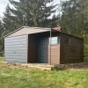 Blachgarage 5 m x 6 m mit Nische, Holzoptik + Grafit