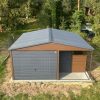 Blachgarage 5 m x 6 m mit Nische, Holzoptik + Grafit – Bild 3