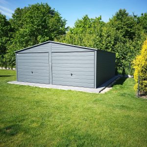 Blechgarage 6m x 6m, Graphit, Kipptore
